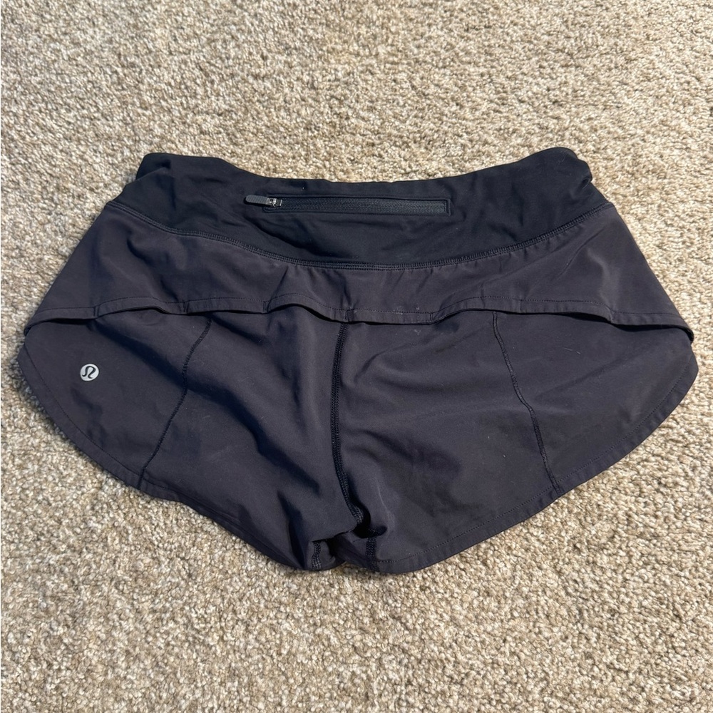 LuluLemon 3.75" Run Athletic Speed Shorts  Women’s Size 4 Black  Zip Pocket
